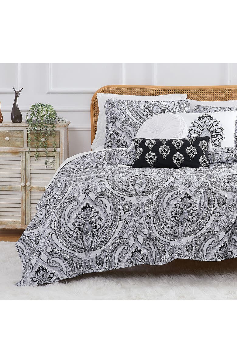 SOUTHSHORE FINE LINENS Pure Melody Quilt Bedding Set, Main, color, Black