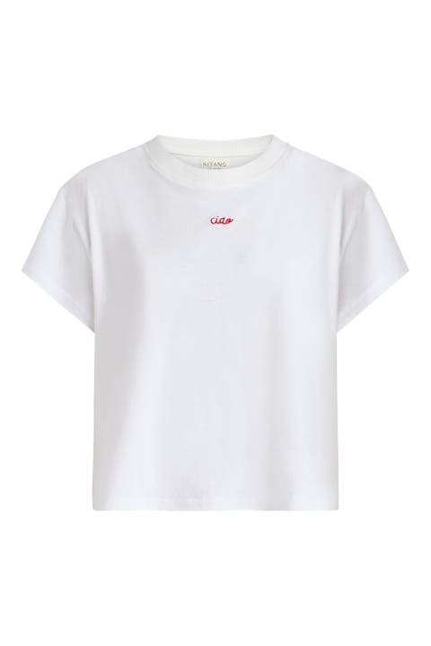 Ciao Embroidered Crop Tee