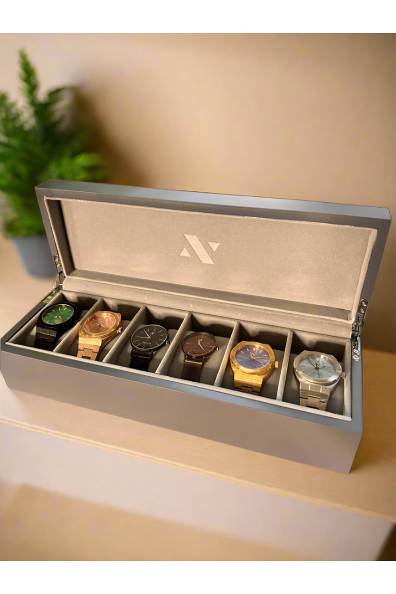 Elite Six Slot Collectors Watch Display Case, Alternate, color, Grey