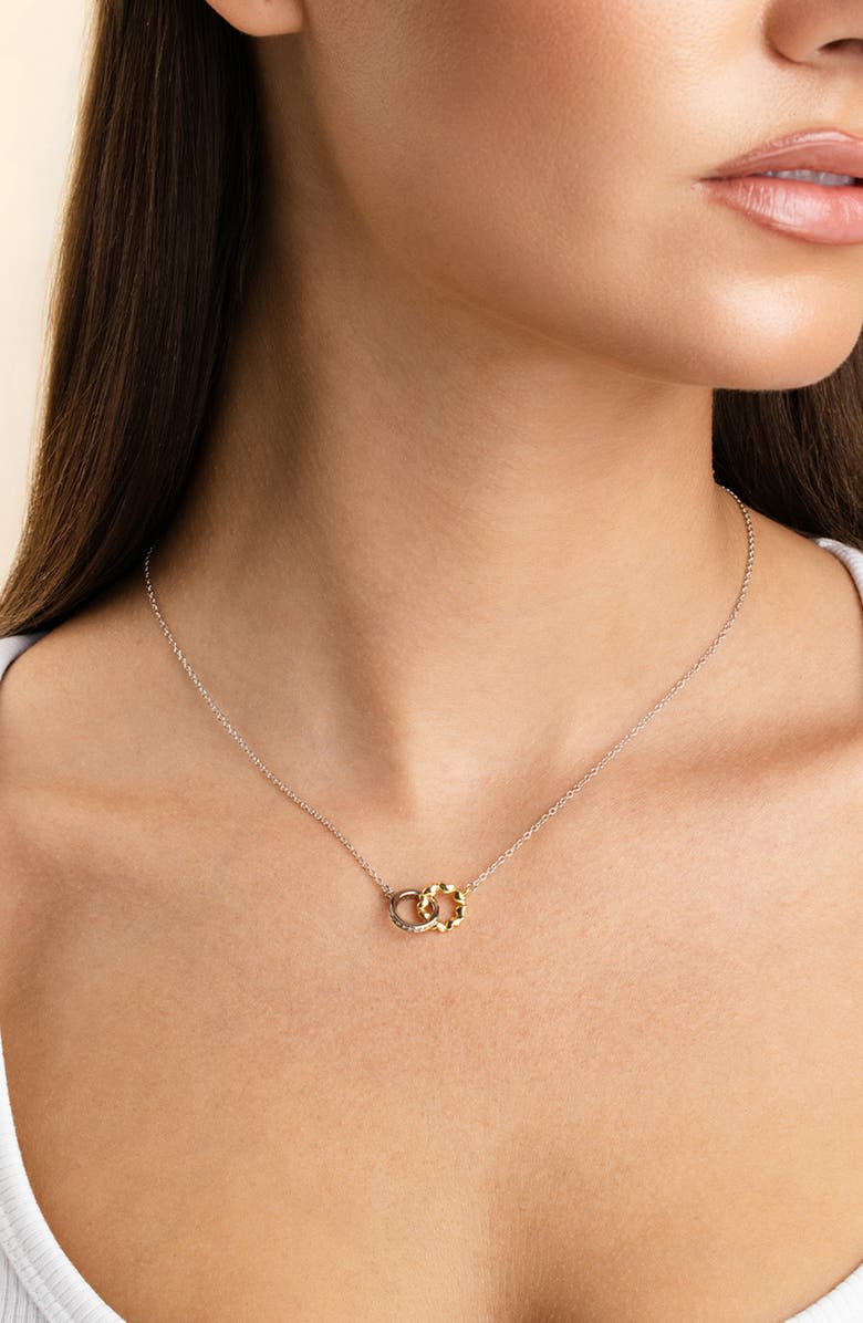 Sterling Forever Interlocking Heart Charm Pendant Necklace, Alternate, color, Gold