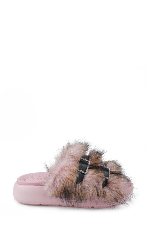 Zigi Fire Faux Fur Platform Sandal In Pink