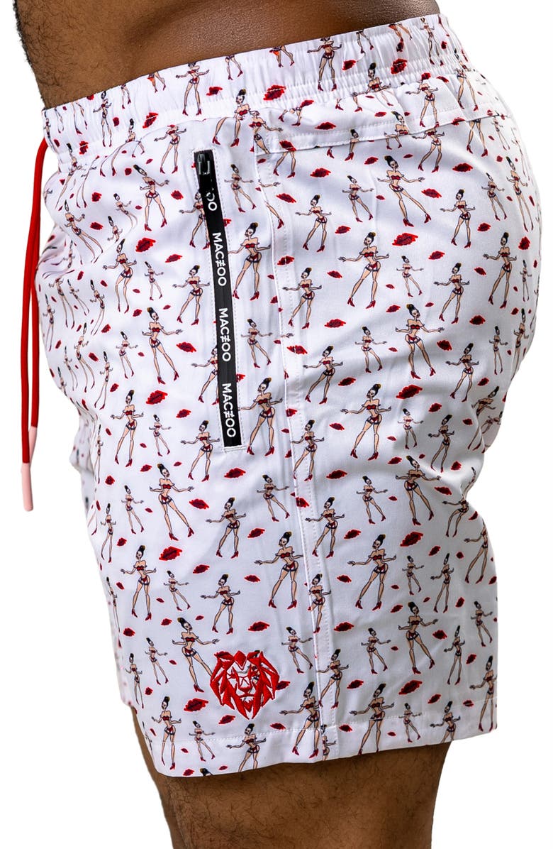 Maceoo Swim Marthyr Print Swim Trunks, Alternate, color, White