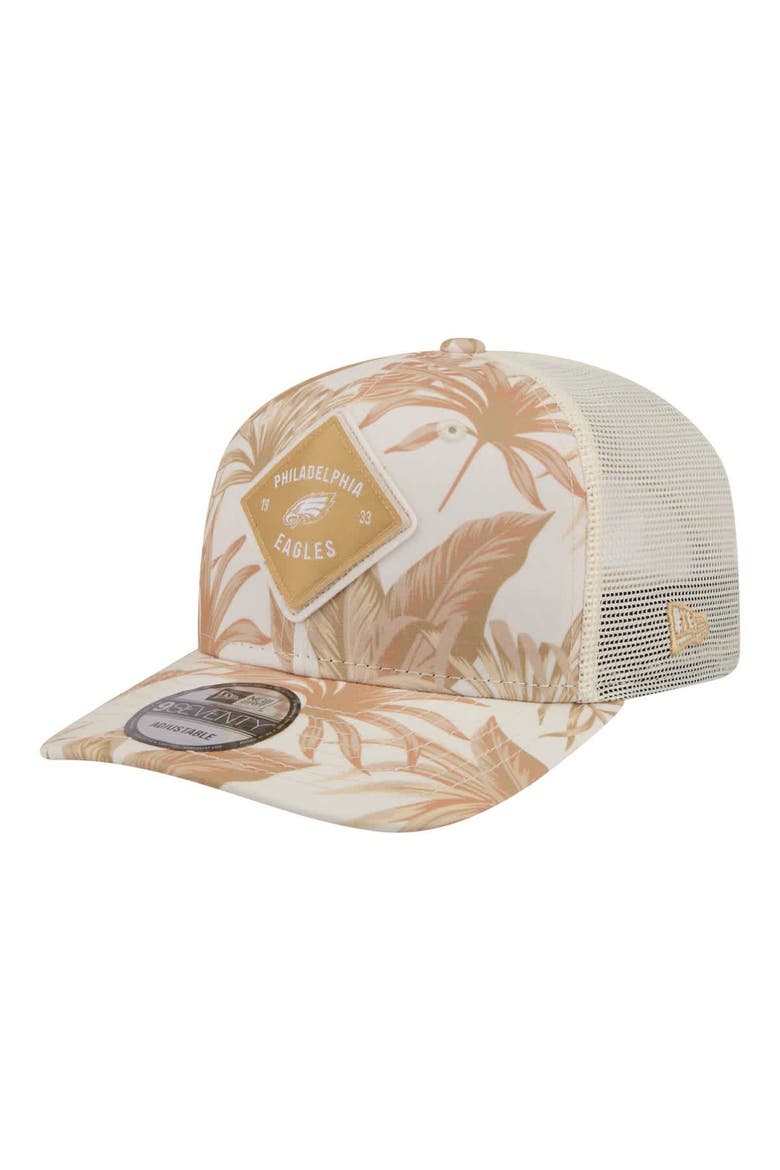Men's New Era  Tan Philadelphia Eagles Tonal Palm COOLERA 9SEVENTY Adjustable Trucker Hat, Main, color, Tan