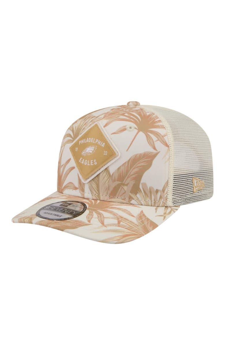 New Era Men's New Era Tan Philadelphia Eagles Tonal Palm COOLERA 9SEVENTY Adjustable Trucker Hat, Main, color, Tan