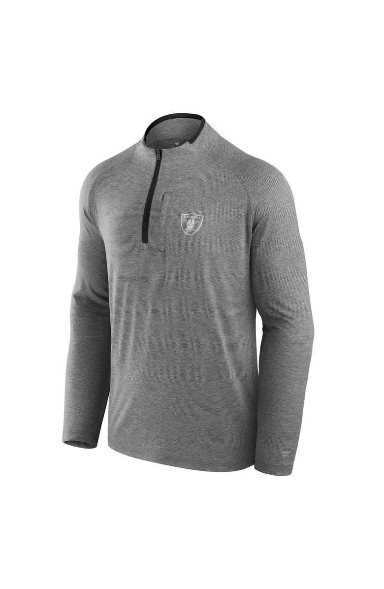 FANATICS Unisex Fanatics Charcoal Las Vegas Raiders Front Office Performance Primary Quarter-Zip Jacket, Alternate, color, Charcoal
