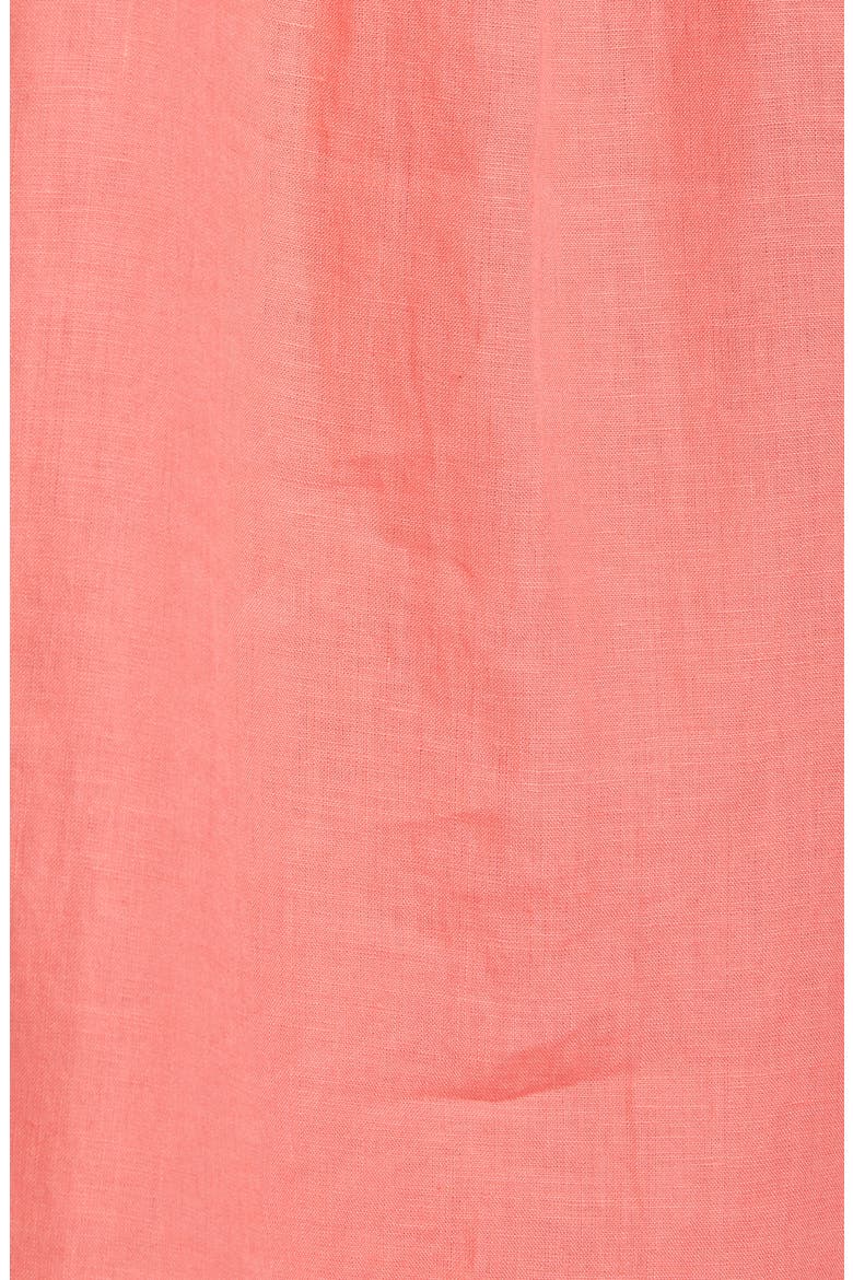 Collarless Organic Linen Button-Up Shirt, Alternate, color, PINK GRAPEFRUIT