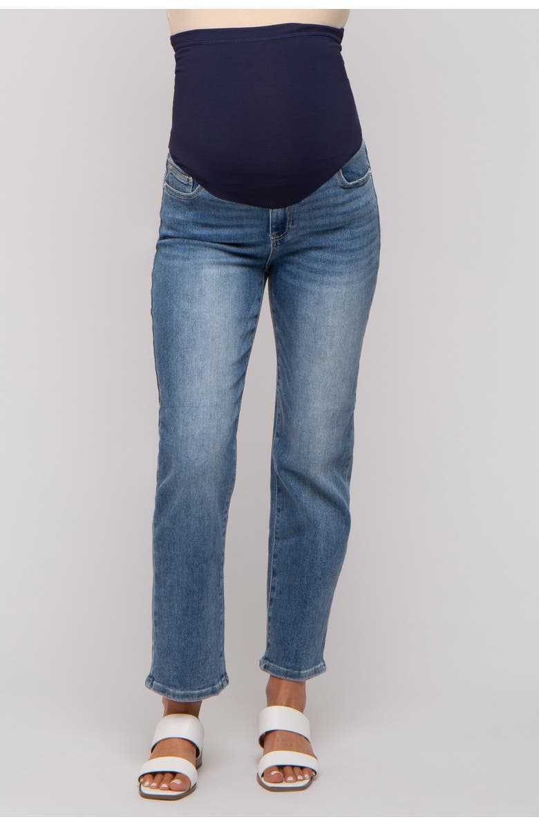 PinkBlush Straight Crop Maternity Jeans, Alternate, color, Blue