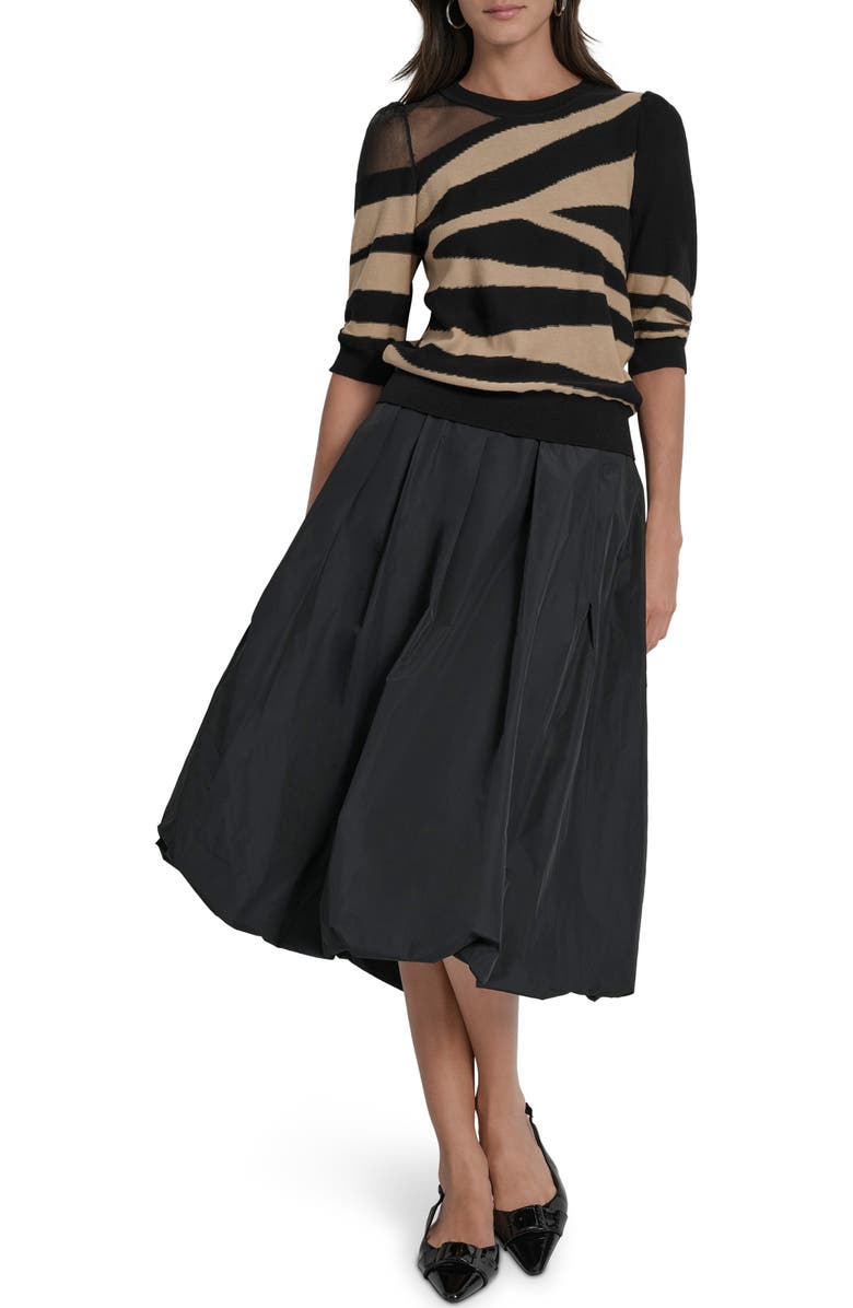 DKNY Zebra Stripe Three-Quarter Sleeve Sweater, Alternate, color, Travertn M