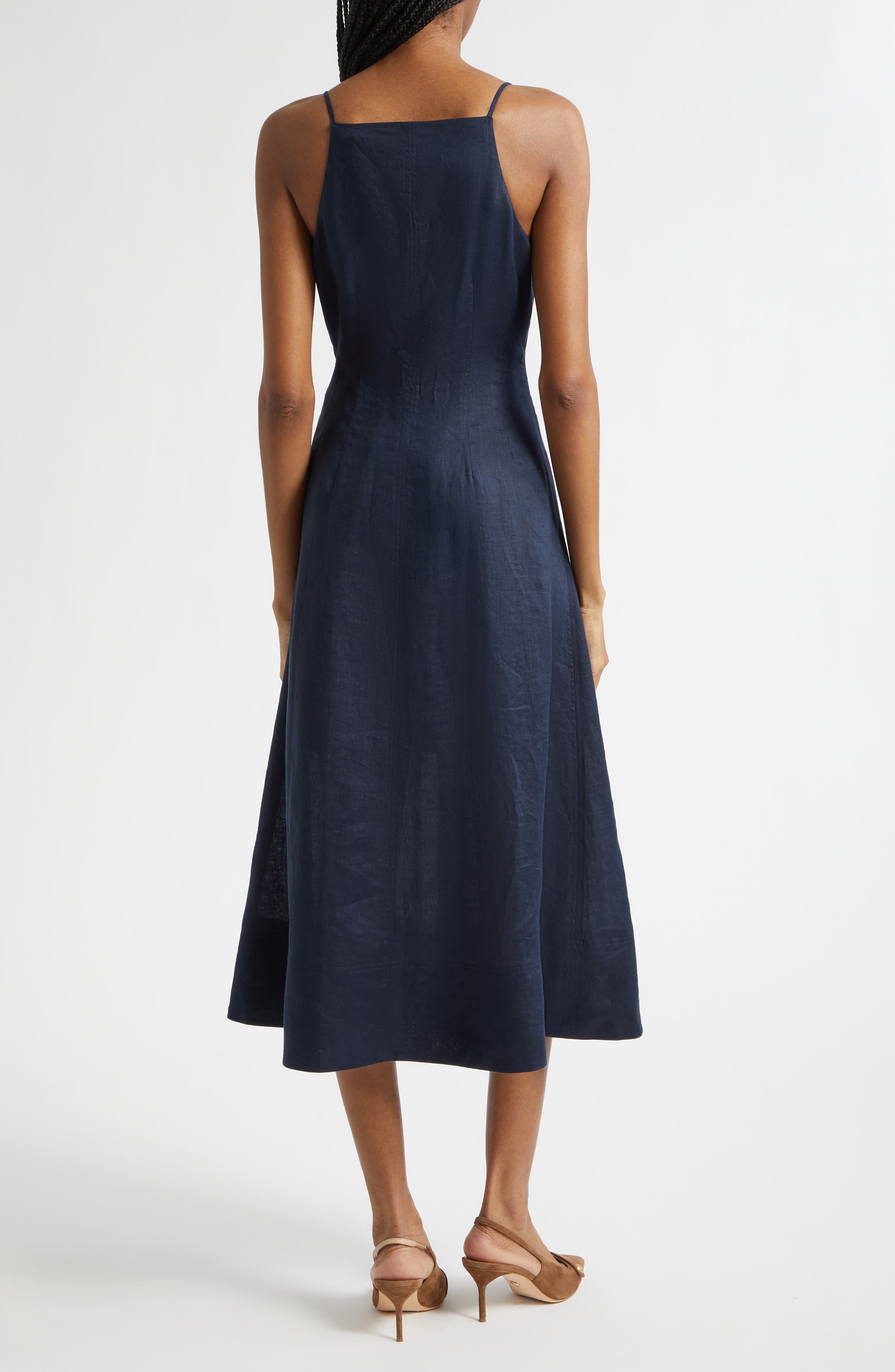 Georges Linen Button-Up Midi Sundress - image 4