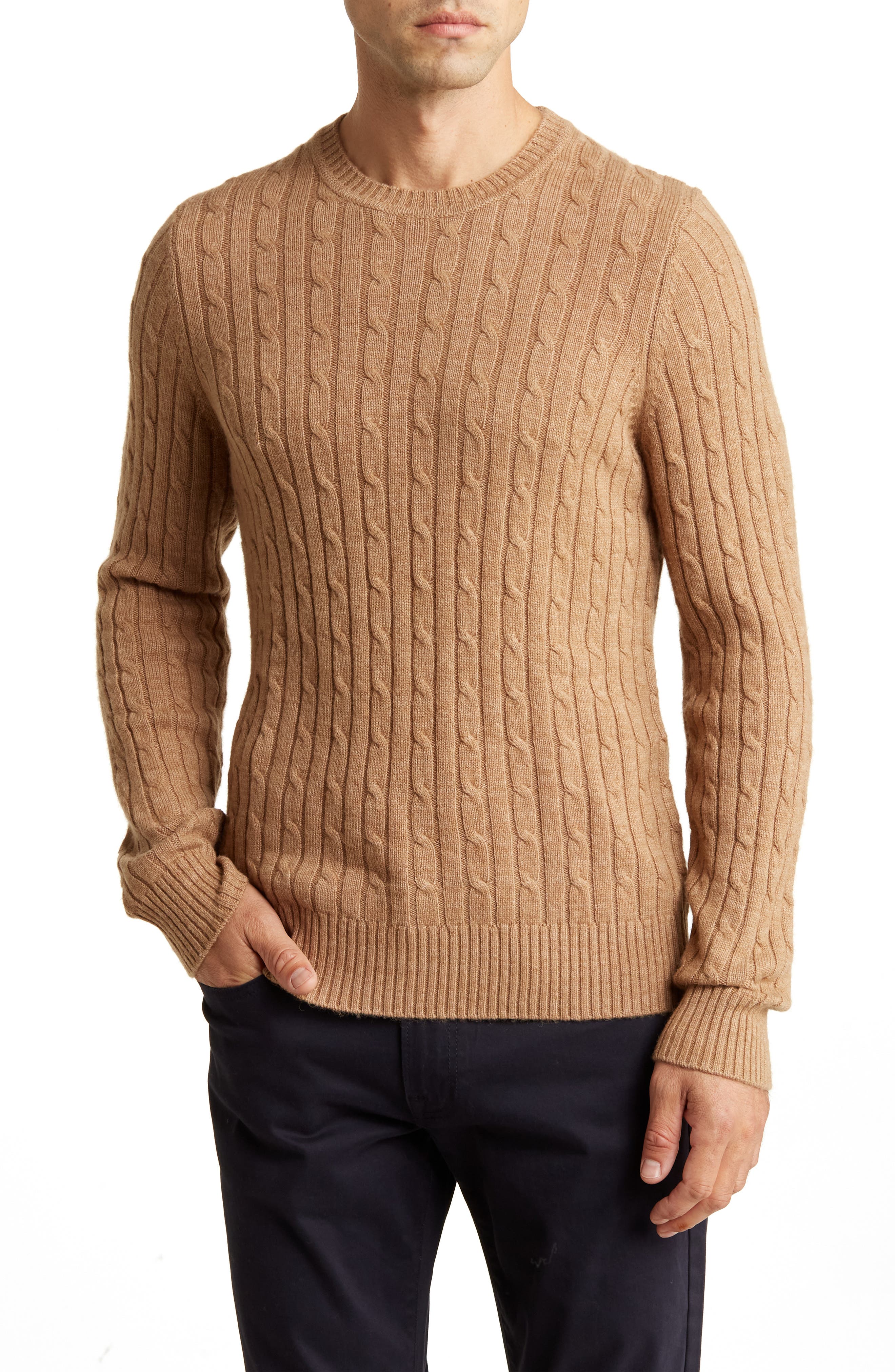 Bruno Magli Cable Knit Camel Hair Sweater