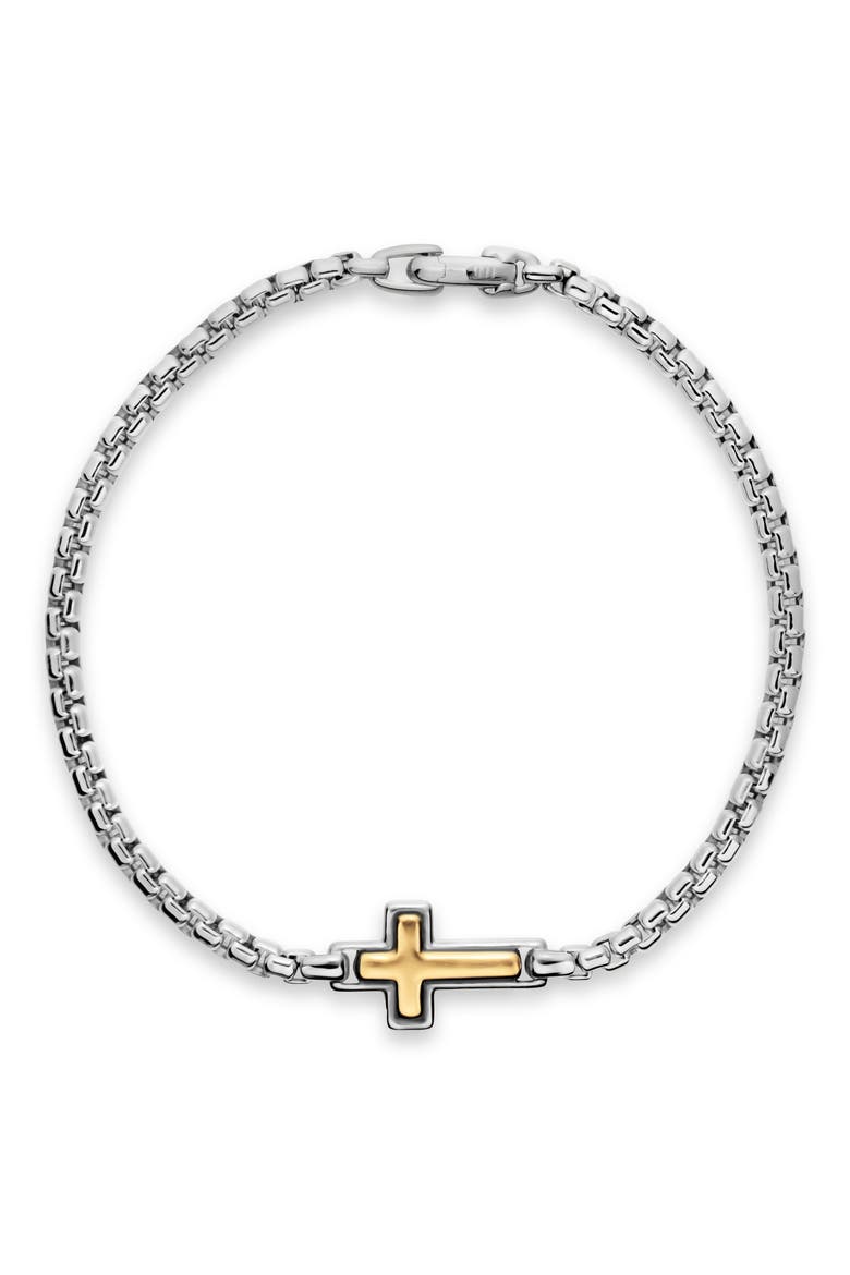 Cross Station Box Chain Bracelet, Alternate, color, SILVER