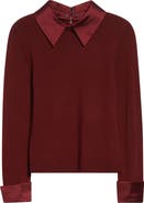 Alice + Olivia Porla Collared Mixed Media Silk Sweater