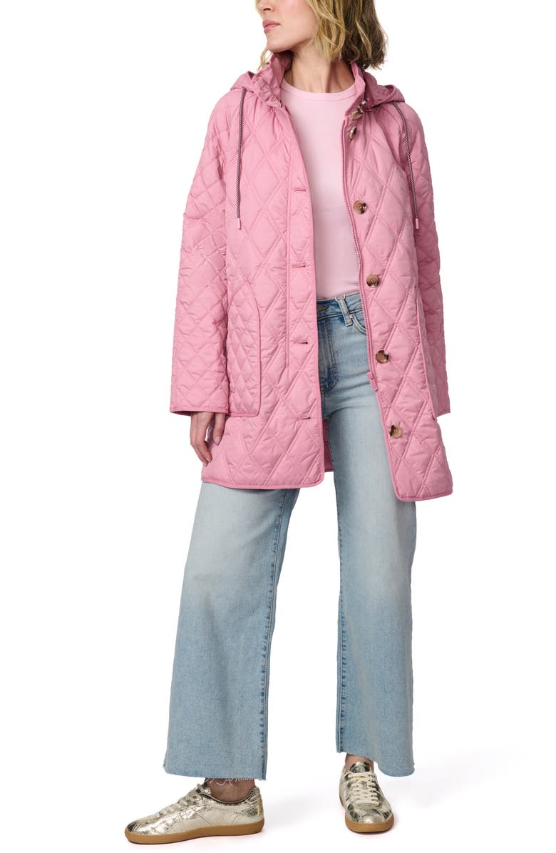 Bernardo Diamond Quilted Hooded Liner Jacket, Alternate, color, Canyon Rose