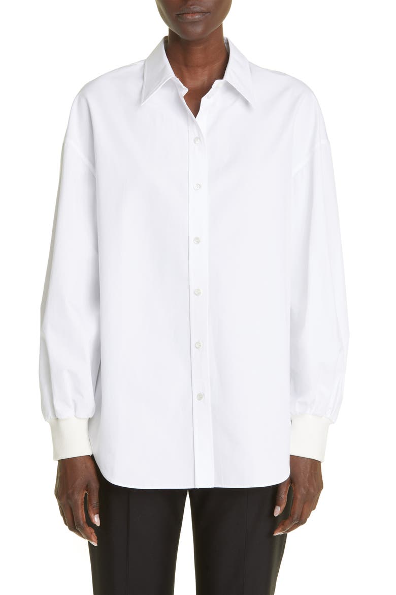 Alexander McQueen Cocoon Cotton Blouse, Main, color, OPTICAL WHITE