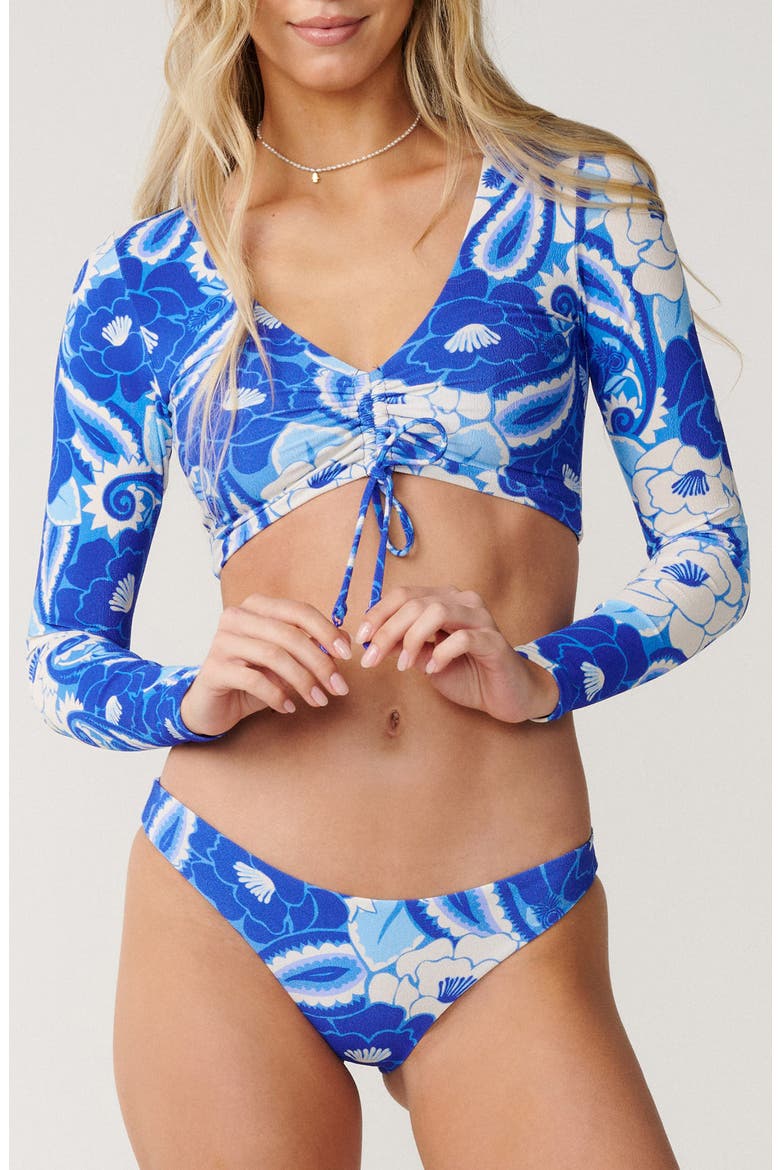 Groove Crop Long Sleeve Rashguard, Main, color, TROPICAL GROOVE