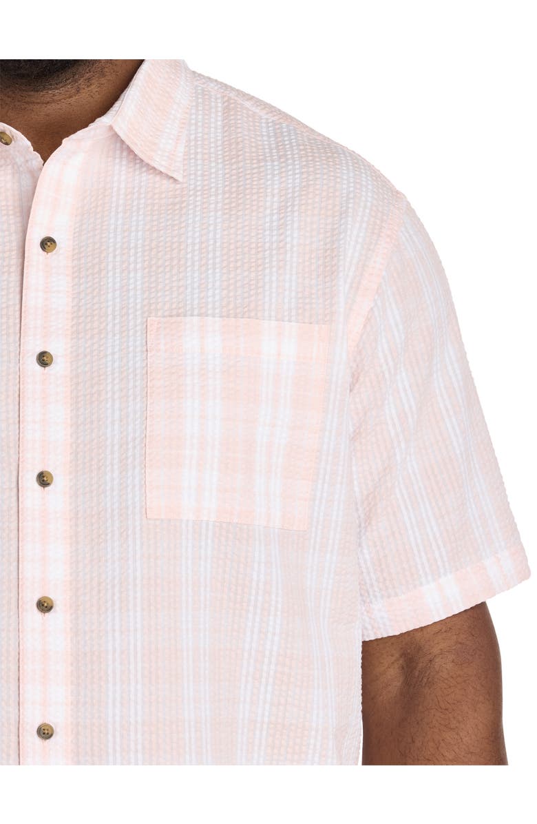 Oak Hill by DXL Big & Tall  Seersucker Plaid Sport Shirt, Alternate, color, Pink