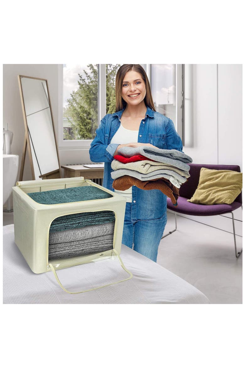 4-Pack Jumbo Foldable Storage Boxes, Alternate, color, BEIGE