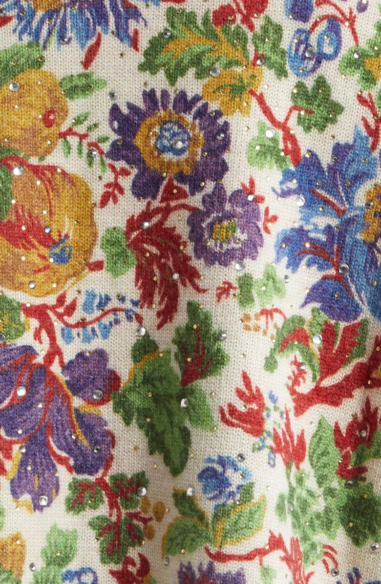 Bode Crystal Embellished Floral Wool Cardigan, Alternate, color, 