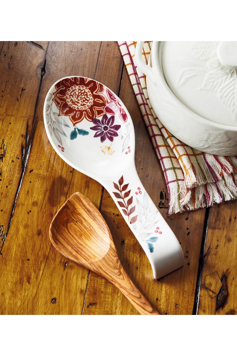 Autumn Bloom Fall Stoneware Spoon Rest Multi 9.45 x 3.75 x 1.35 in, Alternate, color, Green