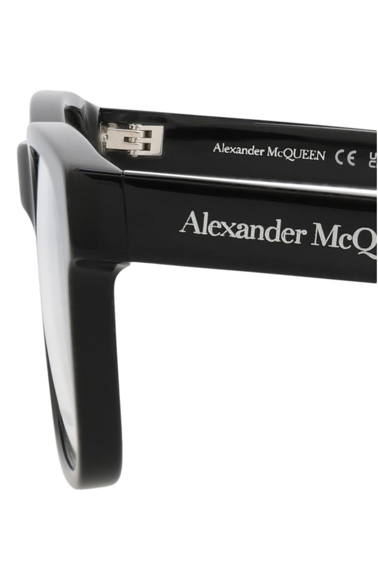 McQueen 55mm Square Optical Glasses, Alternate, color, Black Black Transparent