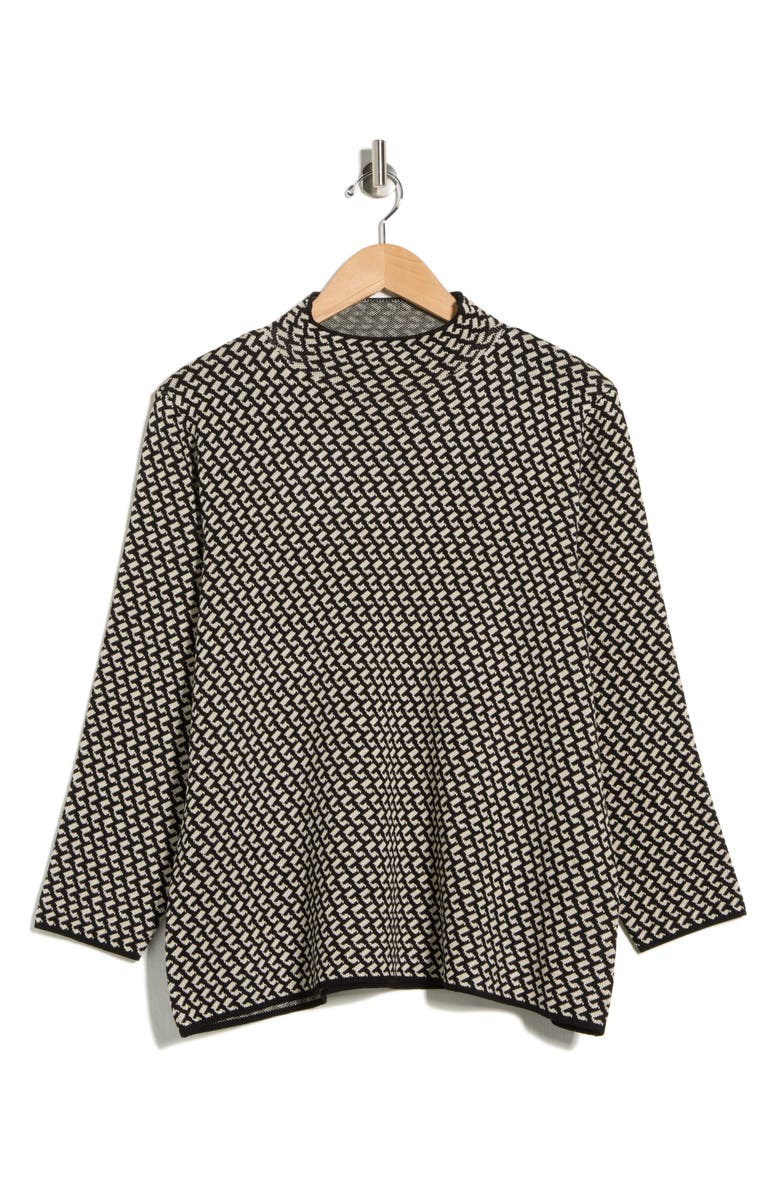 MAX STUDIO Check Mock Neck Sweater, Alternate, color, Black/ Bone Hook