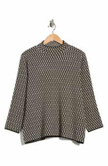 MAX STUDIO Check Mock Neck Sweater