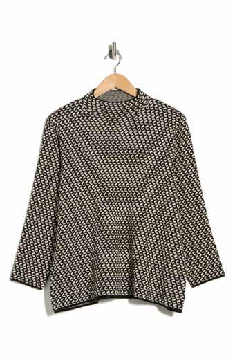 MAX STUDIO Check Mock Neck Sweater