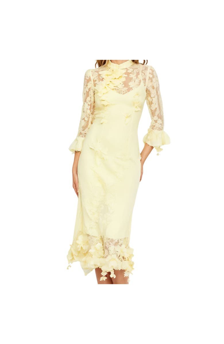 AKALIA Lipsy Long Sleeves Lace Midi Dress, Alternate, color, Light Yellow