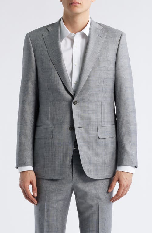 Heritage Gold Classic Fit Super 130s Grey Plaid Wool Suit In Gray