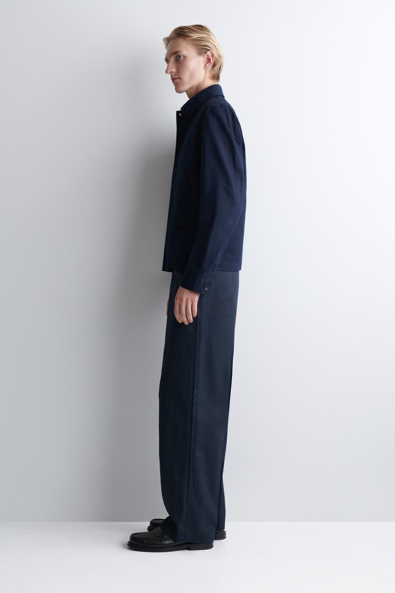 Cotton-Linen Relaxed-Fit Straight-Leg Pants, Alternate, color, NAVY