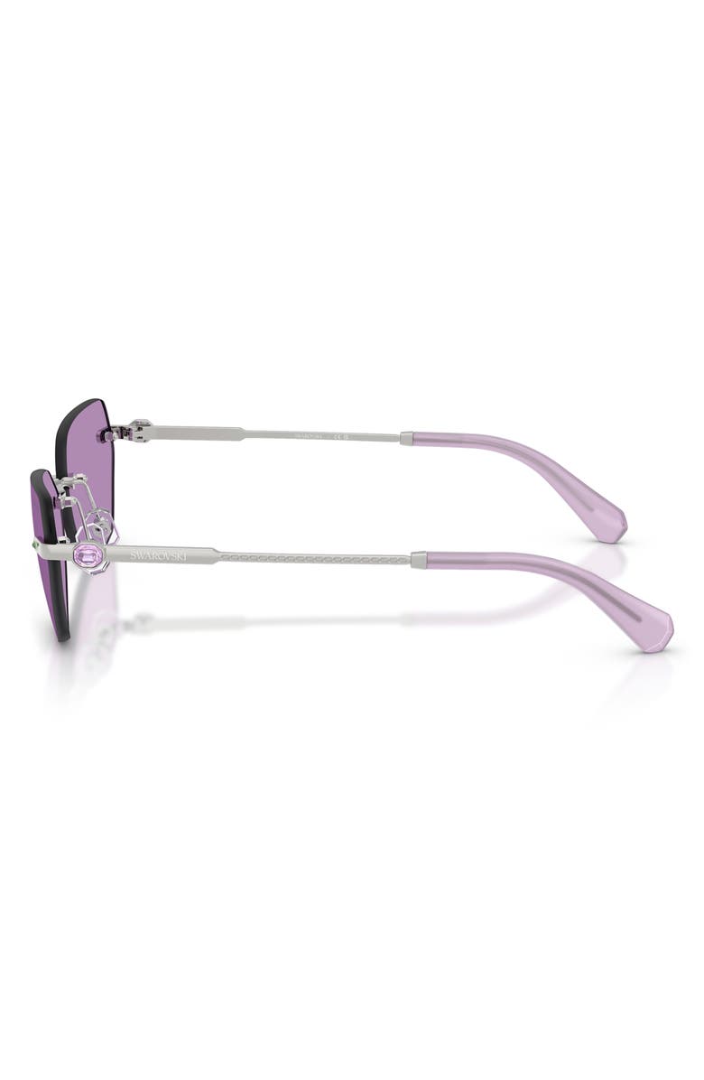 Swarovski 58mm Irregular Sunglasses, Alternate, color, Silver / Violet