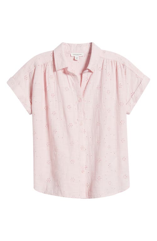 Shop Beachlunchlounge Noa Embroidered Cotton Blend Button-up Top
