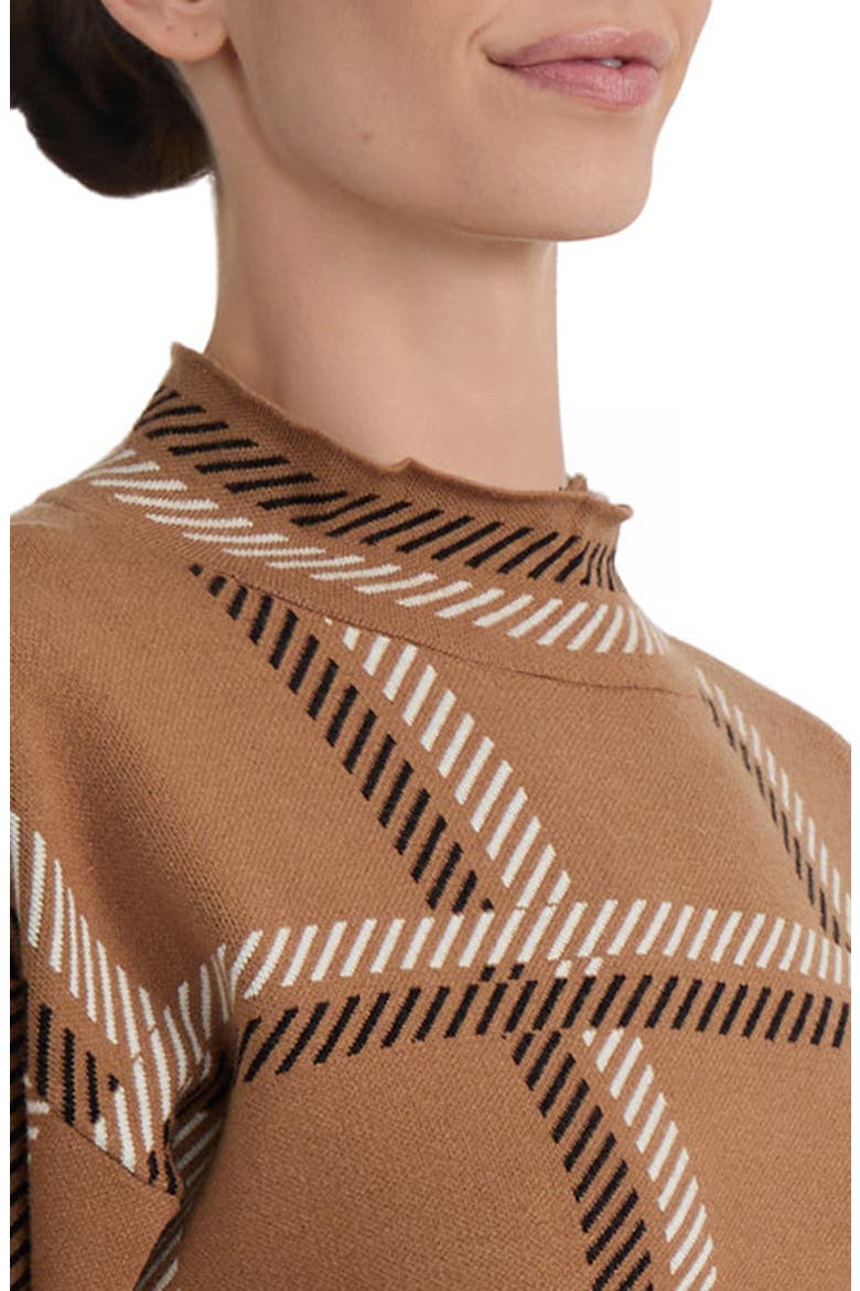Plaid Jacquard Mock Neck Sweater, Alternate, color, CARAMEL MULTI