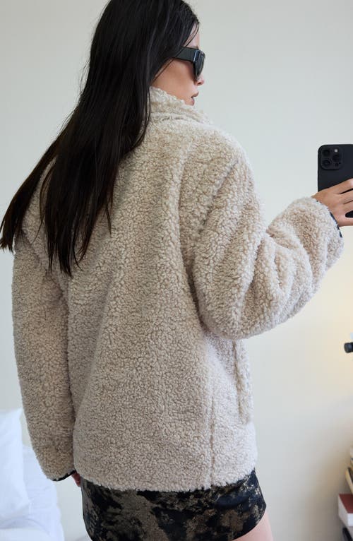 Desigual Faux Shearling Bomber Jacket In Neutral