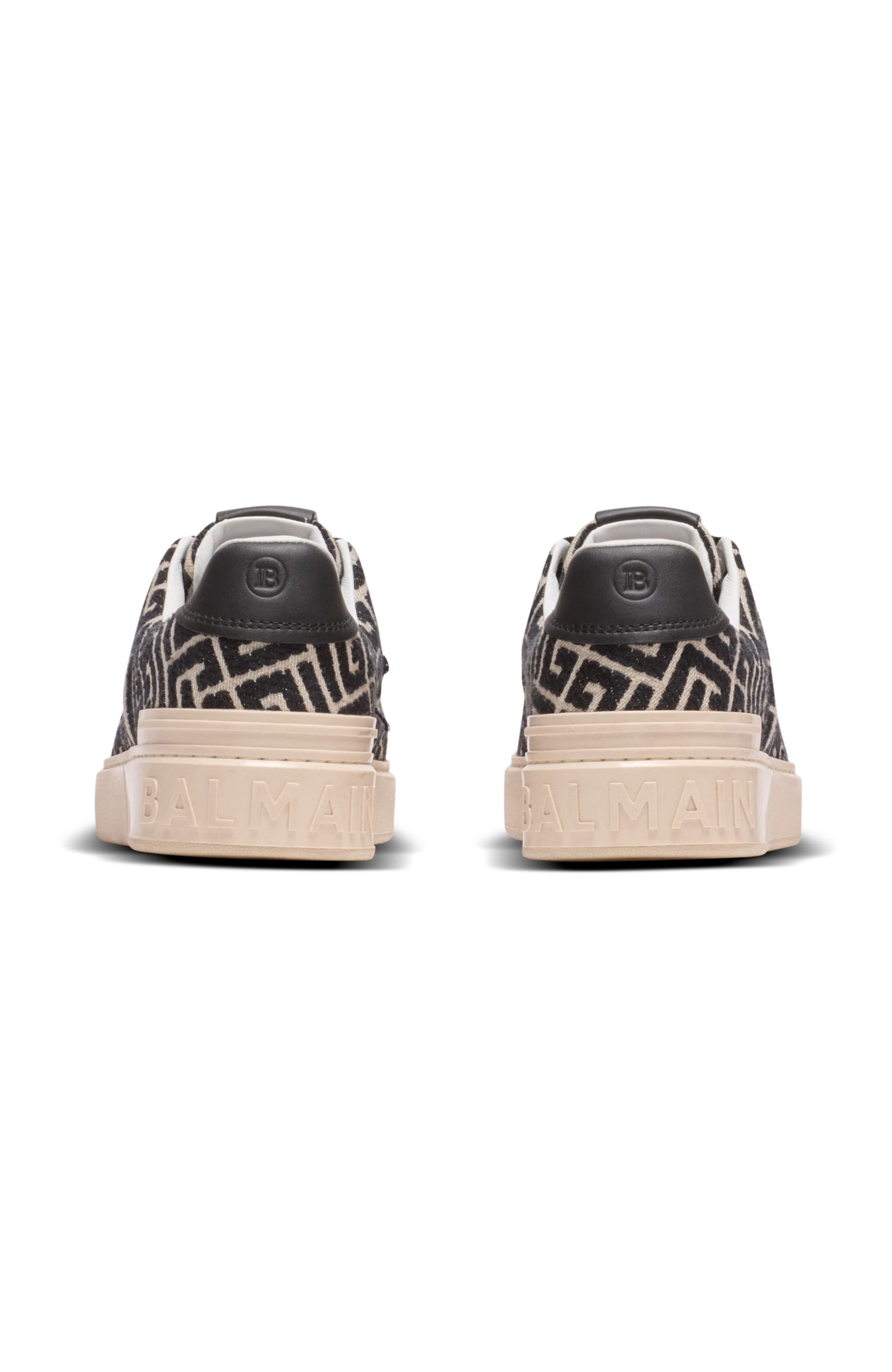Balmain Monogram jacquard B-Court trainers, Alternate, color, Black