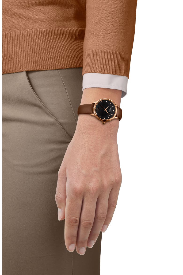 Odaci-T Diamond Leather Strap Watch, 33mm, Alternate, color, BLACK