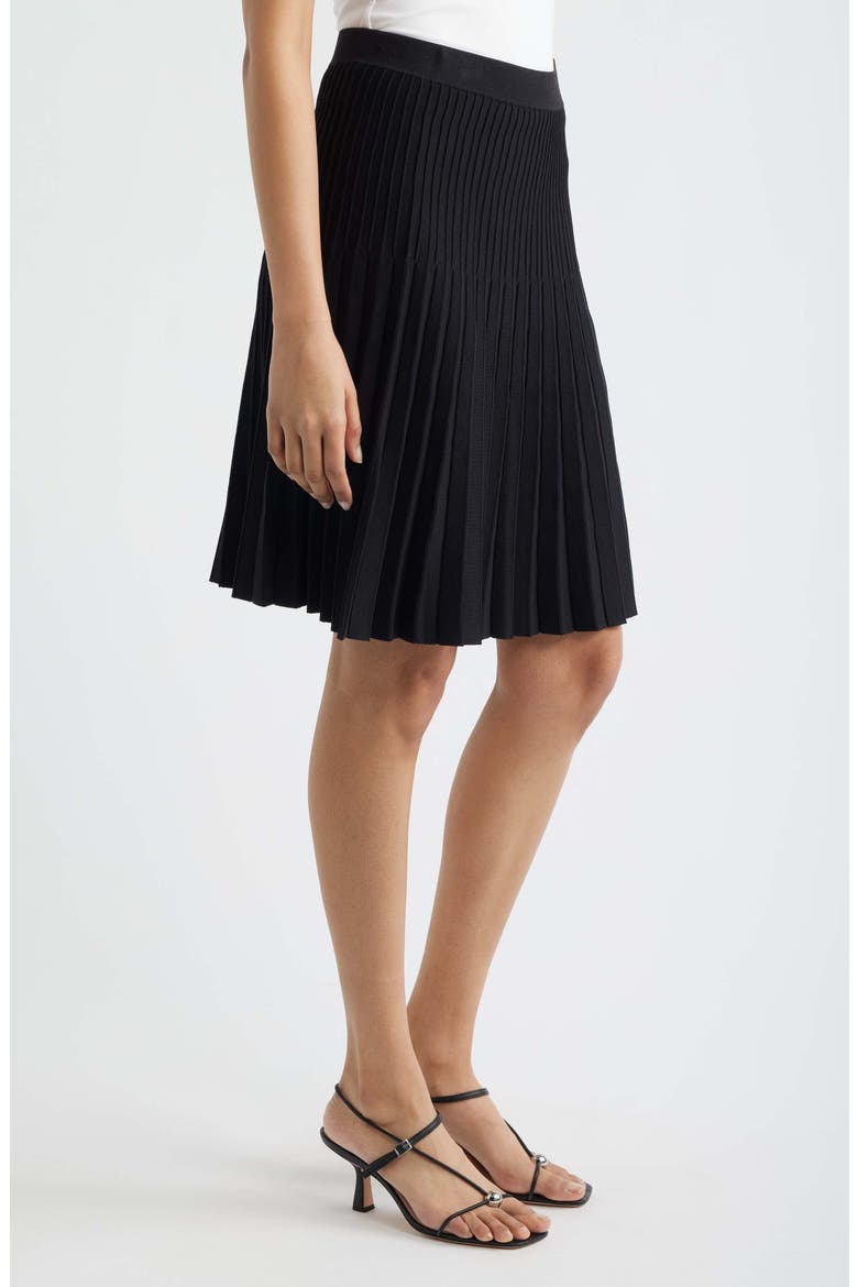 Pleated Knit Skirt, Alternate, color, RICH BLACK