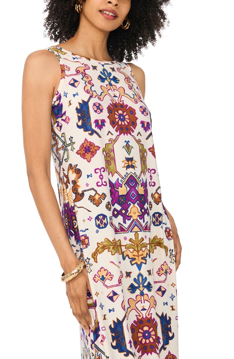 Vince Camuto Tie Print Sleeveless Maxi Dress, Alternate, color, New Ivory