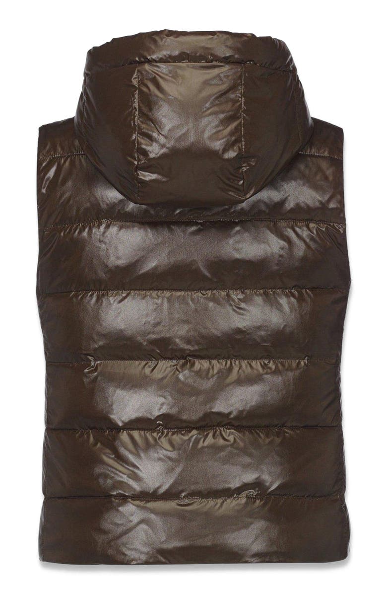 MCM Puffer Down Vest w/ Detachable Hood in Recycled Nylon, Alternate, color, Brown