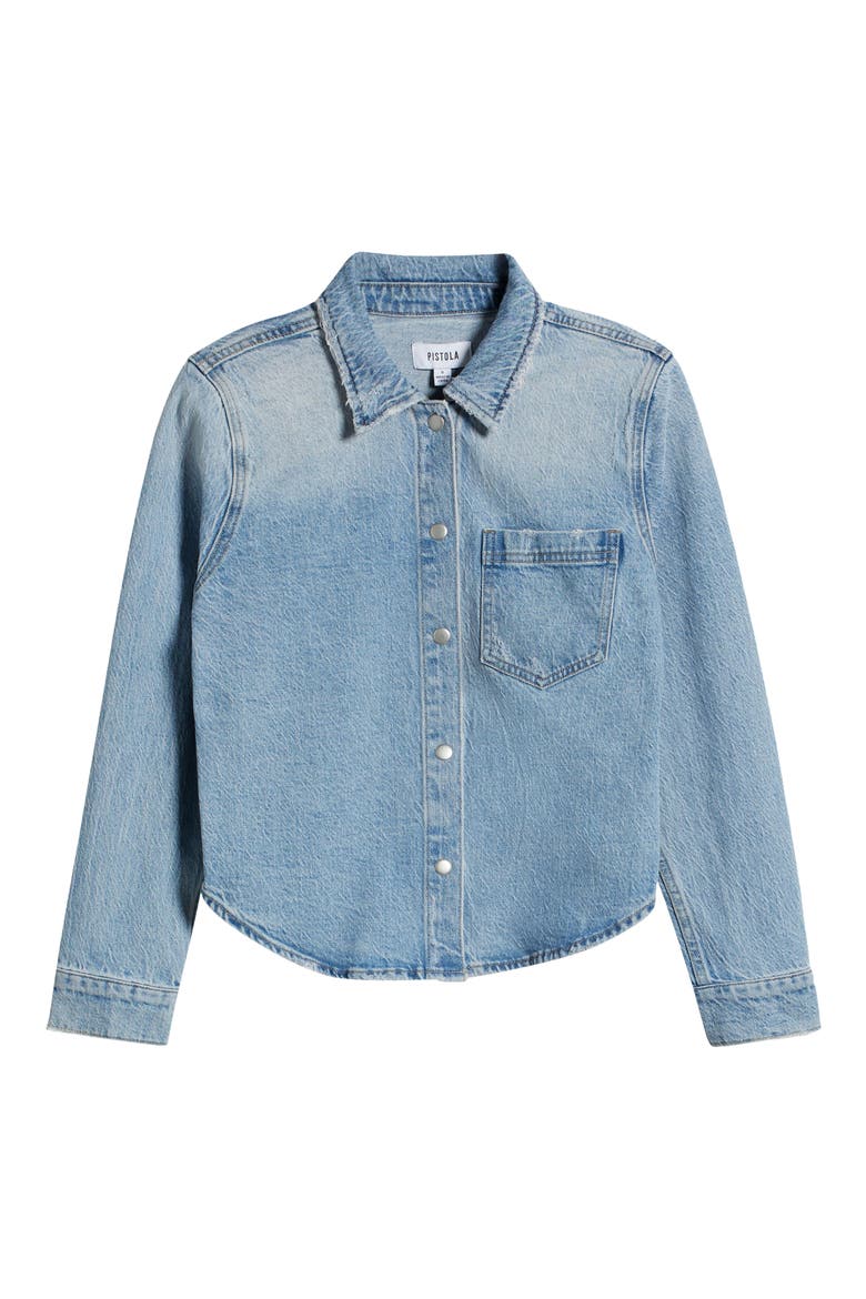 Jules Fitted Denim Snap-Up Shirt, Alternate, color, SCHOLAR VINTAGE