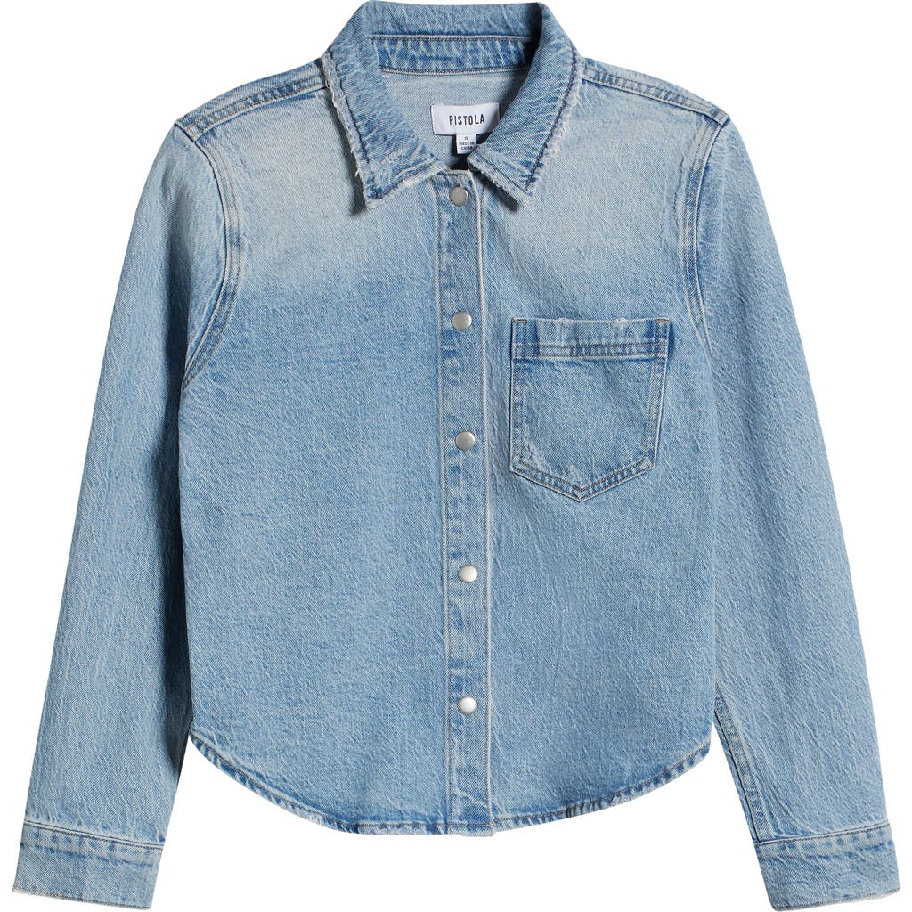 Pistola Jules Fitted Denim Snap-up Shirt In Scholar Vintage