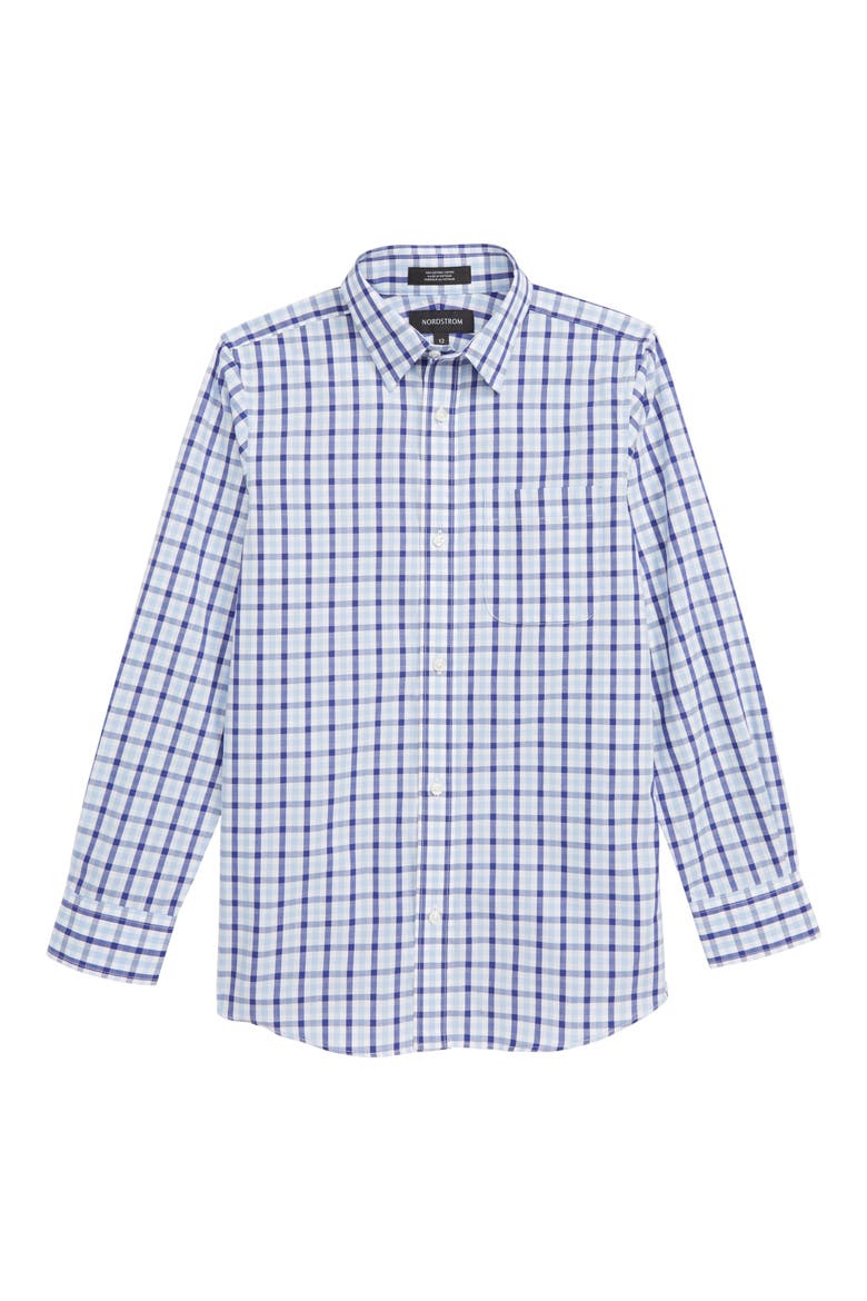 Check Dress Shirt, Main, color, BLUE CLEMATIS- BLUE GINGHAM