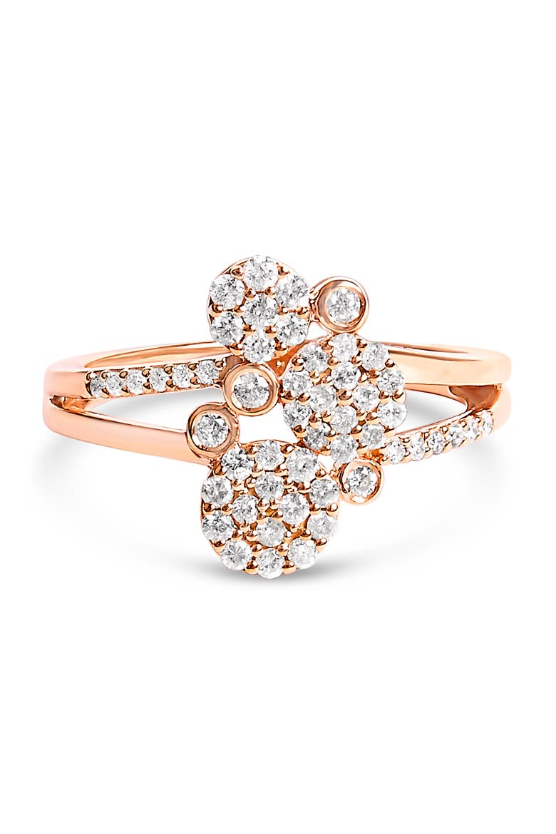 Silver 1/2 Cttw Diamond Scatter Composite Bypass Ring, Main, color, Rose
