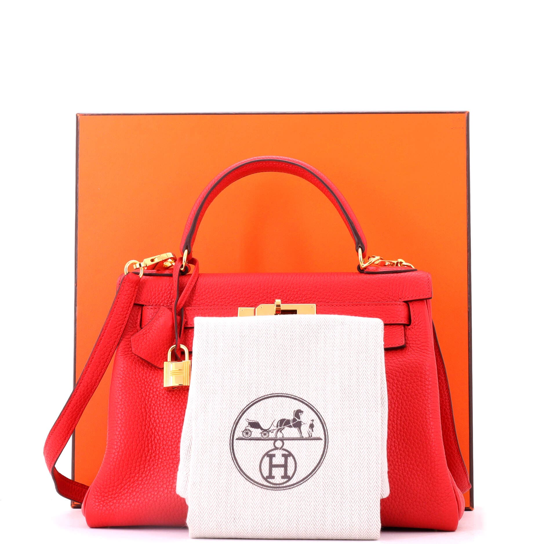 Kelly Handbag Red Clemence with Gold Hardware 28, Alternate, color, Rouge Tomate