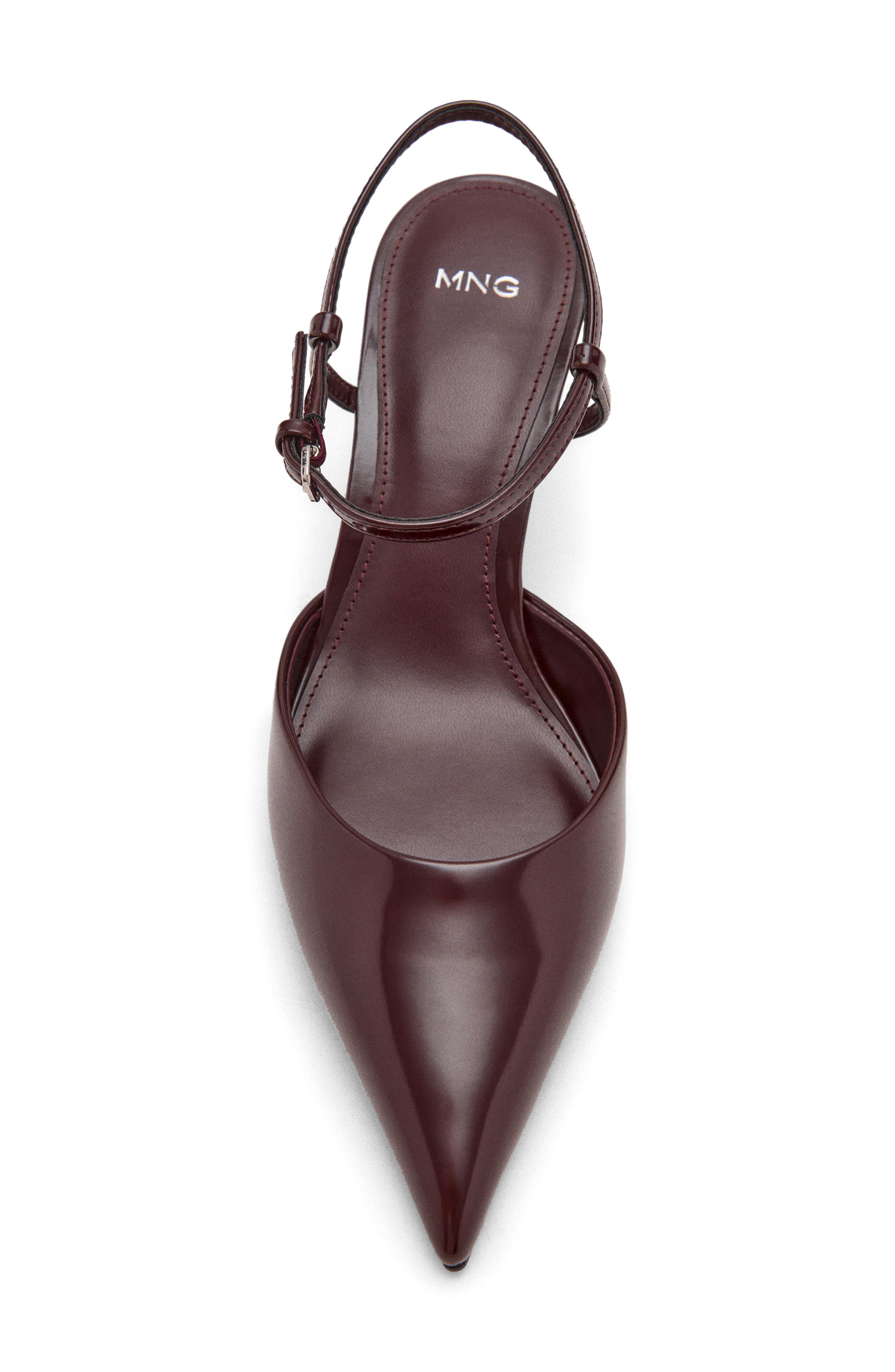 MANGO Tesy Ankle Strap Pointed Toe Pump, Alternate, color, Burgundy
