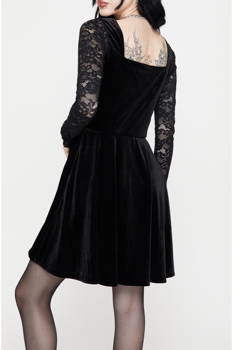 Long Sleeve Flared Mini Dress, Alternate, color, Black