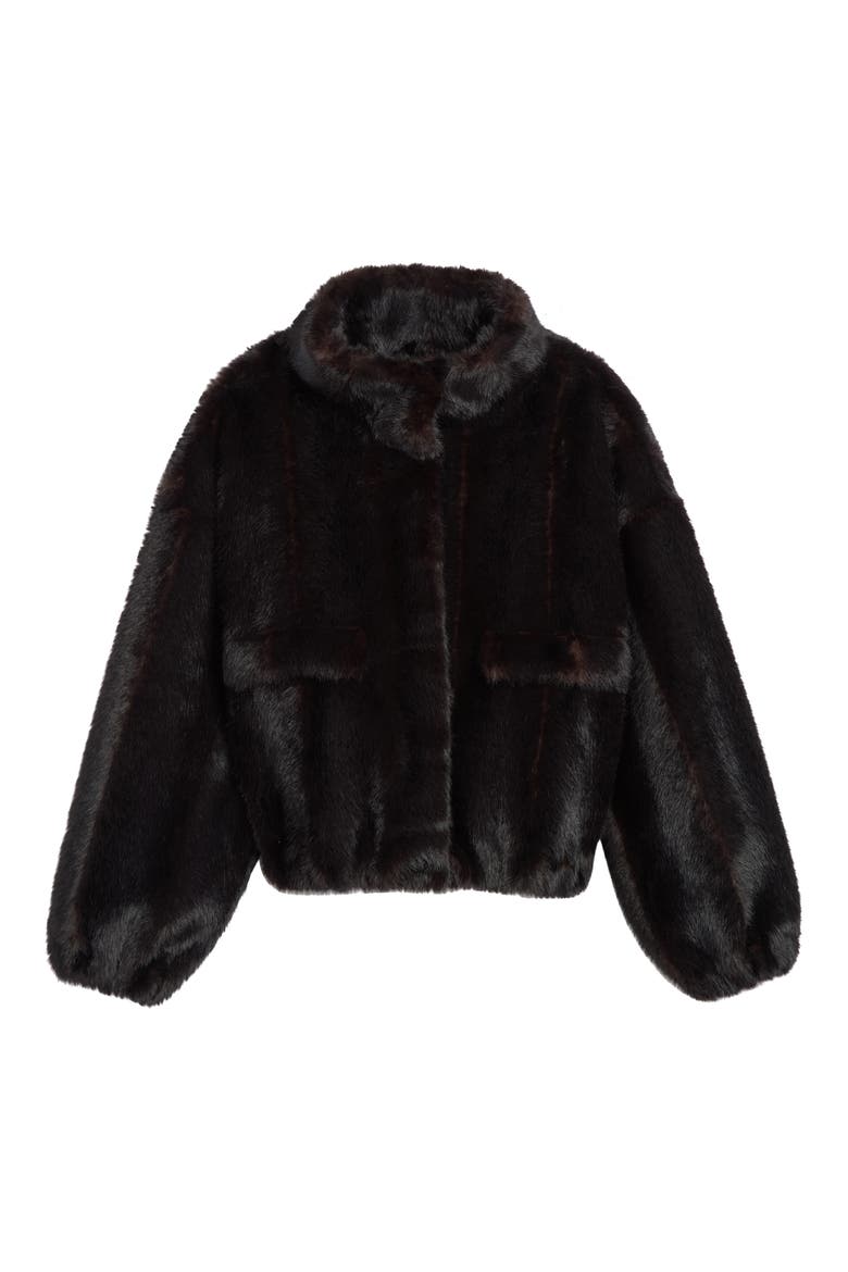 Iris Shaved Faux Mink Bomber Jacket, Alternate, color, NOIR MULTI