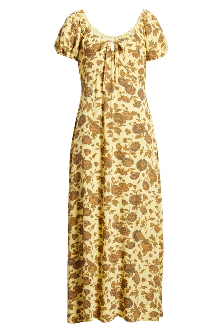 Floral Tie Front Maxi Dress, Alternate, color, YELLOW- OLIVE BOUTIQUE FLORAL