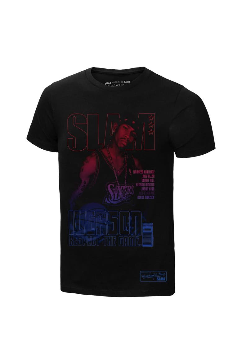 Men's Mitchell & Ness Allen Iverson Black Philadelphia 76ers SLAM Gradient T-Shirt, Alternate, color, Black