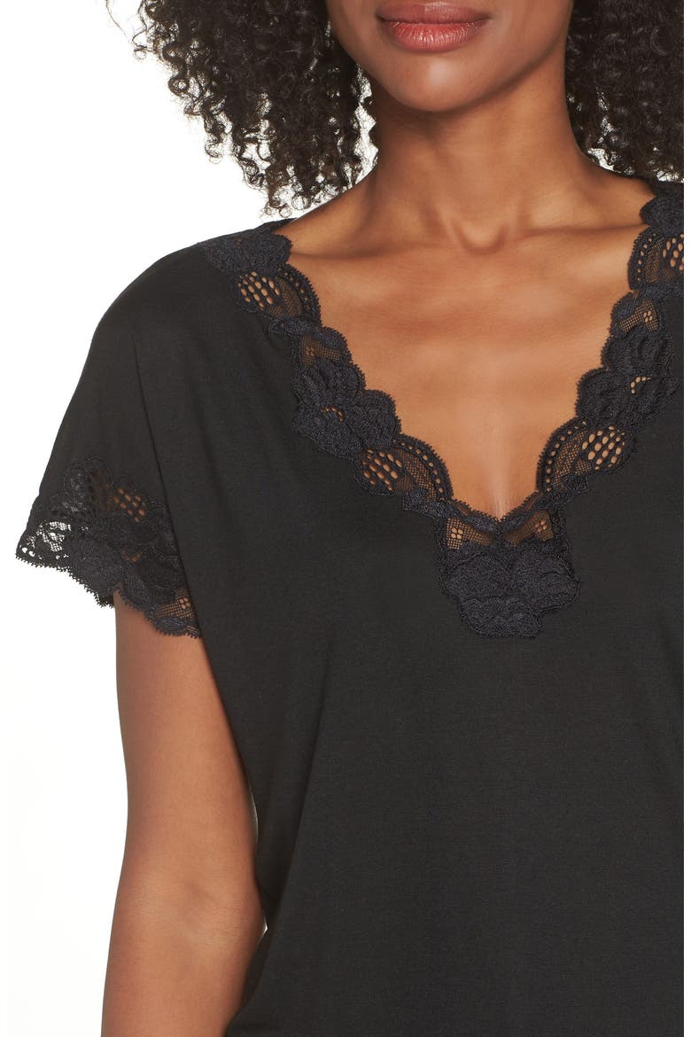 'Zen Floral' Pajama Set, Alternate, color, BLACK